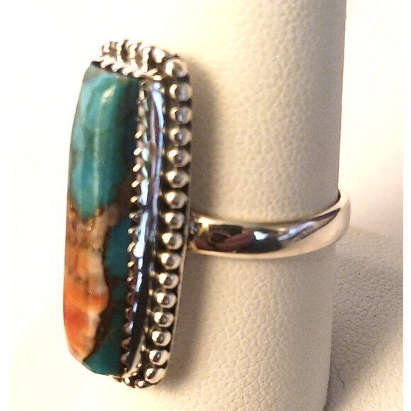 Spiny Oyster Turquoise ring s8.5 (1572) - Picture 2 of 3